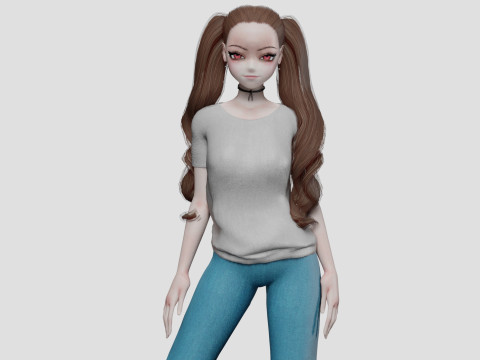 Cartoon anime girl V36497 3D Model