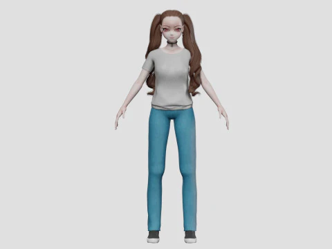 Cartoon anime girl V36497 3D Model