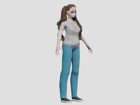 Cartoon anime girl V36497 3D Model
