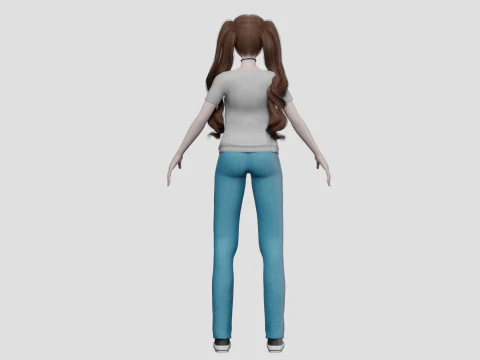 Cartoon anime girl V36497 3D Model