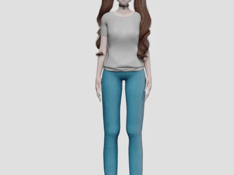 Cartoon anime girl V36497 3D Model