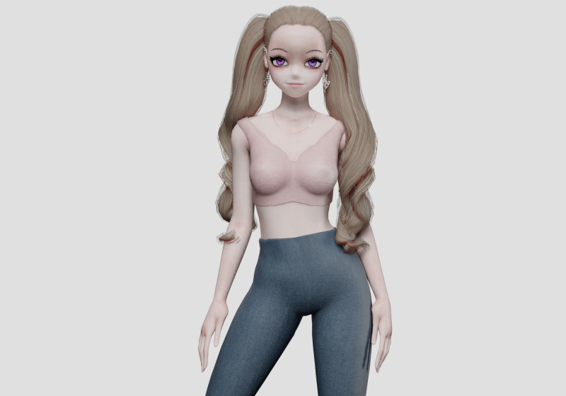 Classic anime girl V36021 3D 模型 .c4d .max .obj .3ds .fbx .stl .blend 