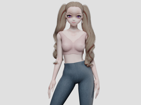 Classic anime girl V36021 3D Model