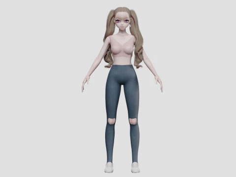 Classic anime girl V36021 3D Model