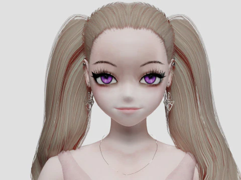 Classic anime girl V36021 3D Model