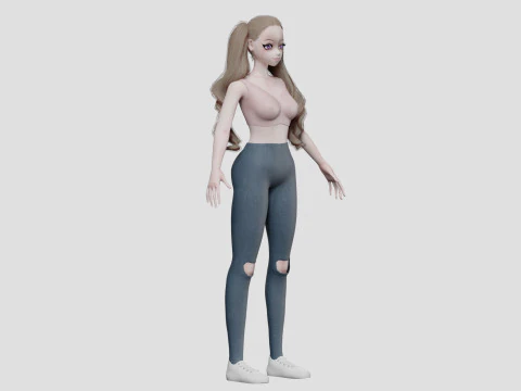 Classic anime girl V36021 3D Model