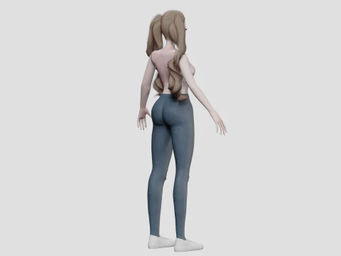 Classic anime girl V36021 3D Model