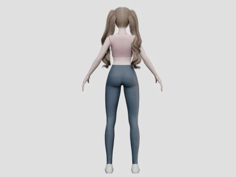Classic anime girl V36021 3D Model