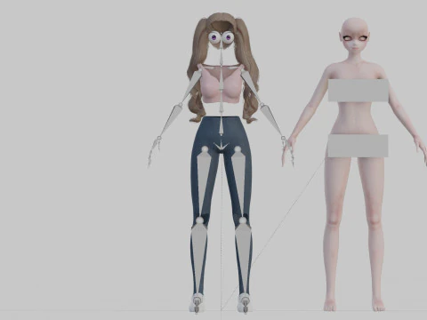 Classic anime girl V36021 3D Model