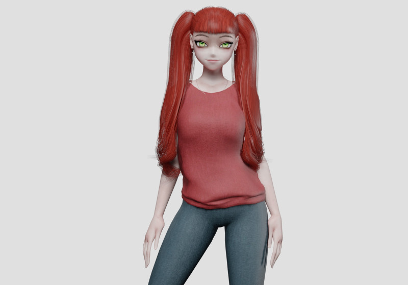 Classic cute girl V28850 3D Model .c4d .max .obj .3ds .fbx .stl .blend 