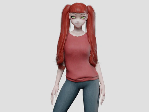 经典萌妹子V28850 3D 模型