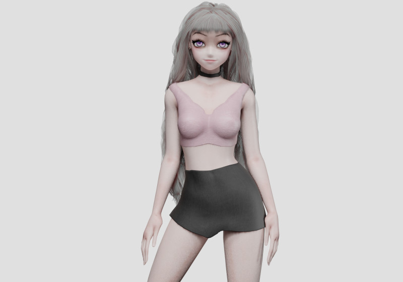 Cool anime girl V38264 3D Model .c4d .max .obj .3ds .fbx .stl .blend 