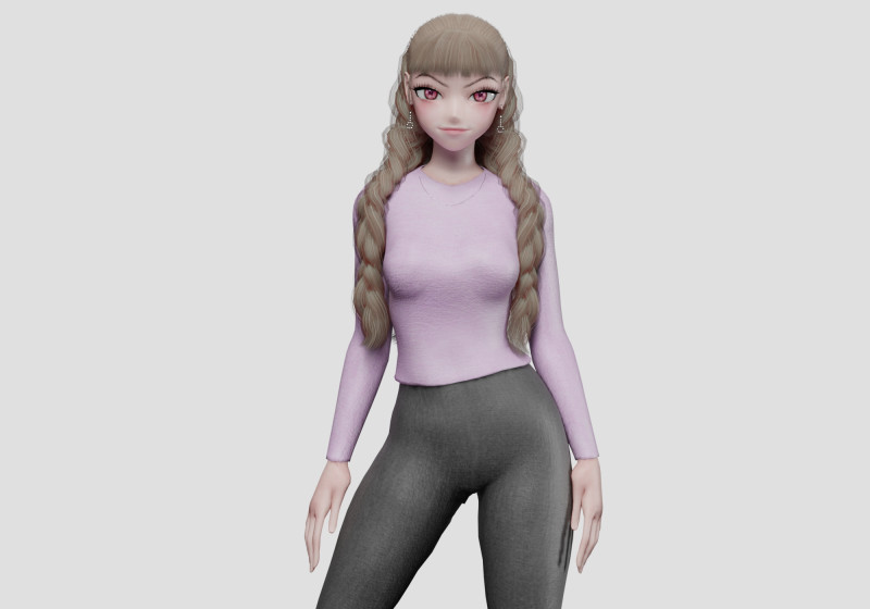 Cool Basic girl V33601 Model 3D .c4d .max .obj .3ds .fbx .stl .blend 