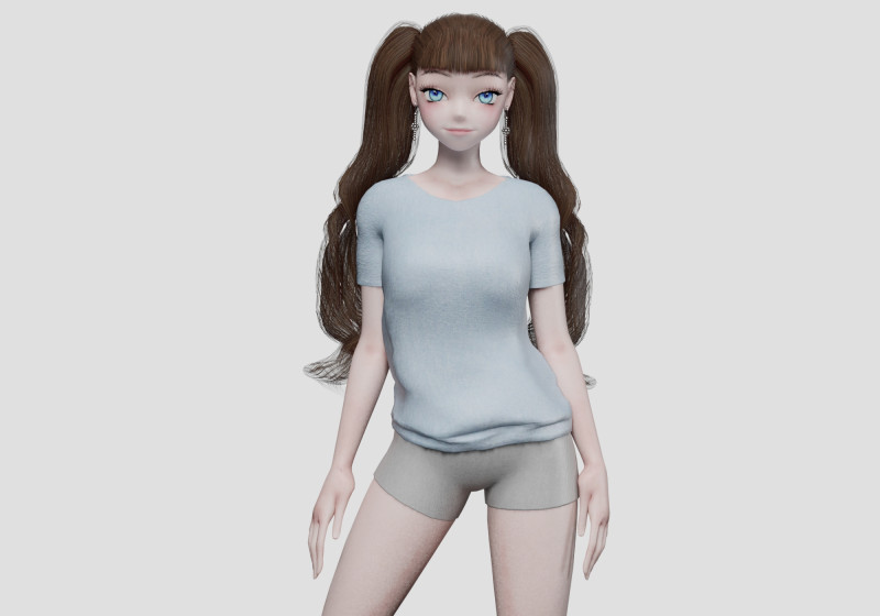 Cute anime girl V34594 3D Модель .c4d .max .obj .3ds .fbx .stl .blend 