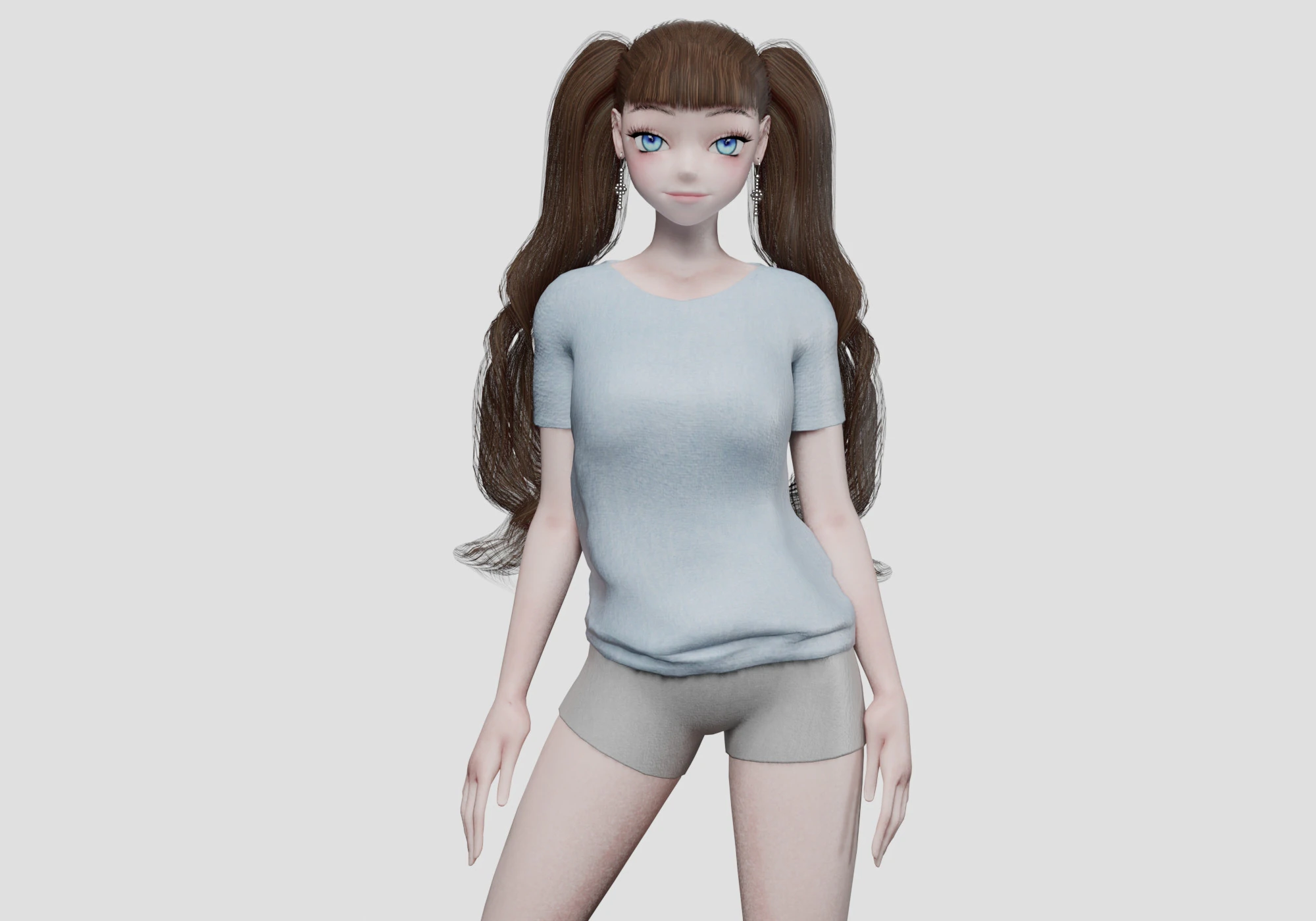 Cute anime girl V34594 3D Model .c4d .max .obj .3ds .fbx .stl .blend 
