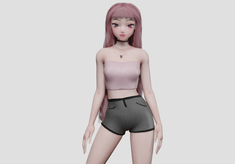 Cute classic girl V39293 3D Модель .c4d .max .obj .3ds .fbx .stl .blend 