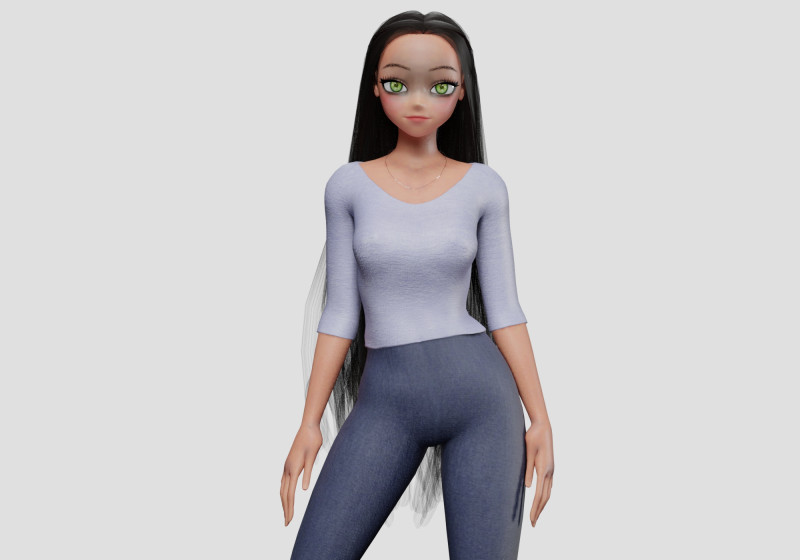 Cute stylized girl V32008 Modello 3D .c4d .max .obj .3ds .fbx .stl .blend 