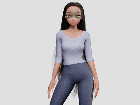 Cute stylized girl V32008 3D Model