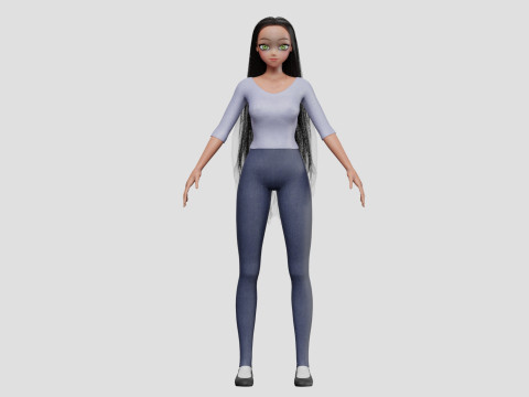 Cute stylized girl V32008 Modello 3D