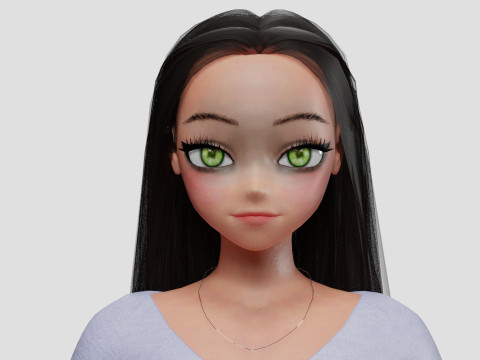 Cute stylized girl V32008 Modello 3D