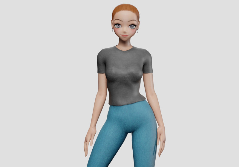 Cute teen girl V21604 3D Модель .c4d .max .obj .3ds .fbx .stl .blend 