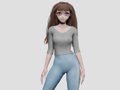 Cute Young girl V33480 Model 3D