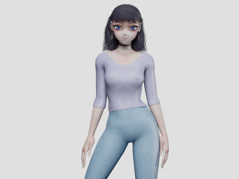 Standard cute girl V26028 3D Model