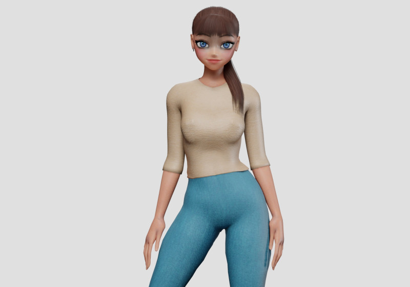 Stylized anime girl V22425 3D Model .c4d .max .obj .3ds .fbx .stl .blend