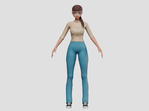 Stylized anime girl V22425 3D Model