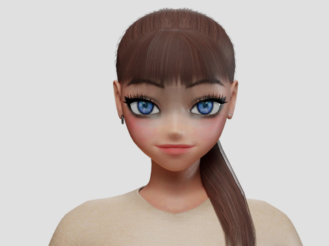 Stylized anime girl V22425 3D Model
