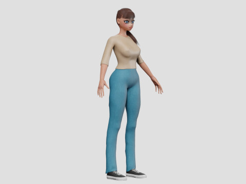 Stylized anime girl V22425 3D Model
