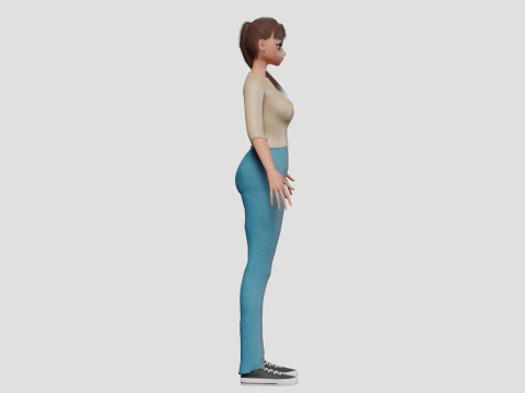 Stylized anime girl V22425 3D Model