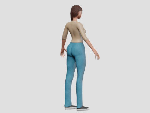 Stylized anime girl V22425 3D Model