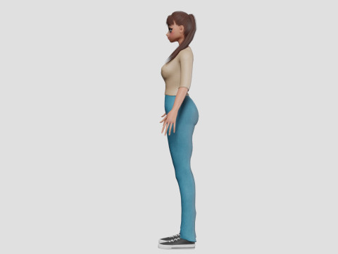 Stylized anime girl V22425 3D Model