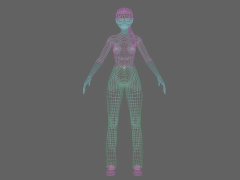 Stylized anime girl V22425 3D Model