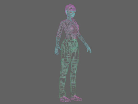Stylized anime girl V22425 3D Model