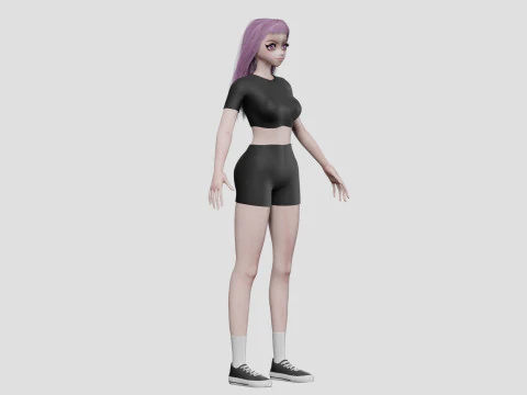 Stylized cute girl V32818 3D Model