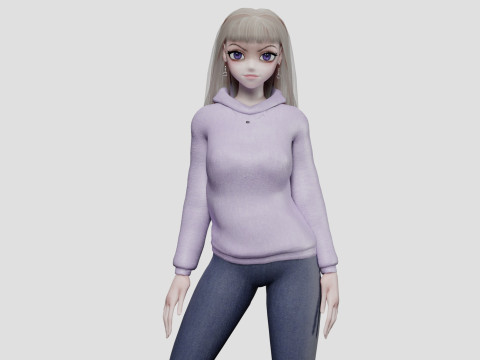 Teen anime girl V31093 3Dモデル