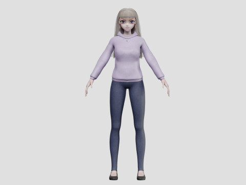 Teen anime girl V31093 3D Model