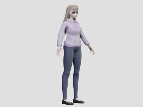 Teen anime girl V31093 3D Model