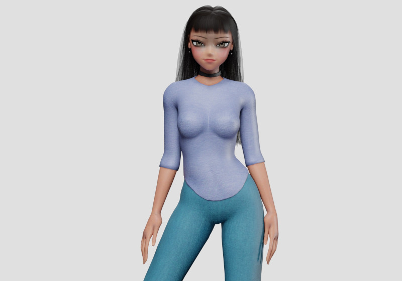 Young anime girl V31966 3D Model .c4d .max .obj .3ds .fbx .stl .blend