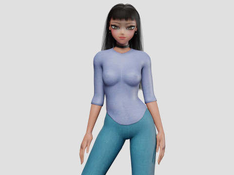 Young anime girl V31966 3D Model