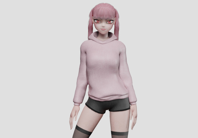 Young cute girl V27436 Model 3D .c4d .max .obj .3ds .fbx .stl .blend