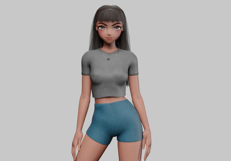 Anime Basic girl V30379 3D Model .c4d .max .obj .3ds .fbx .stl .blend 