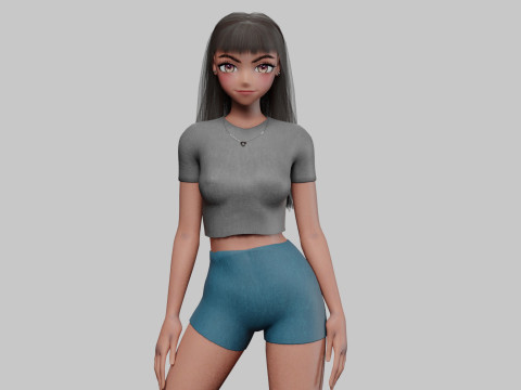 Anime Basic girl V30379 3D Model