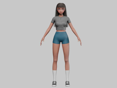 Anime Basic girl V30379 3D Model