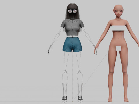 Anime Basic girl V30379 3D Model