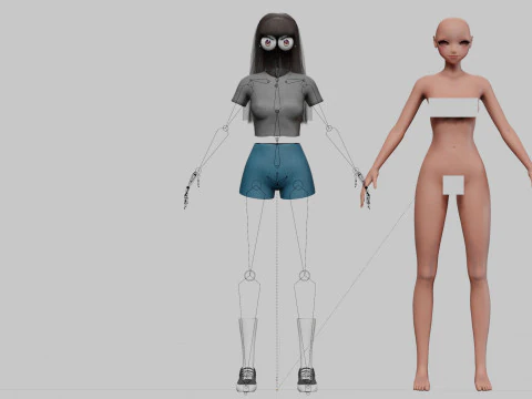 Anime Basic girl V30379 3D Model