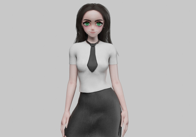 Anime Beautiful girl V32484 Model 3D .c4d .max .obj .3ds .fbx .stl .blend 