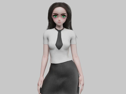 Anime Linda garota V32484 Modelo 3D